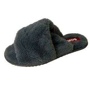 Sorel Go Mail Run Fuzzy Slippers Gray 6 Soft Comfortable Cozy Faux Fur Everyday